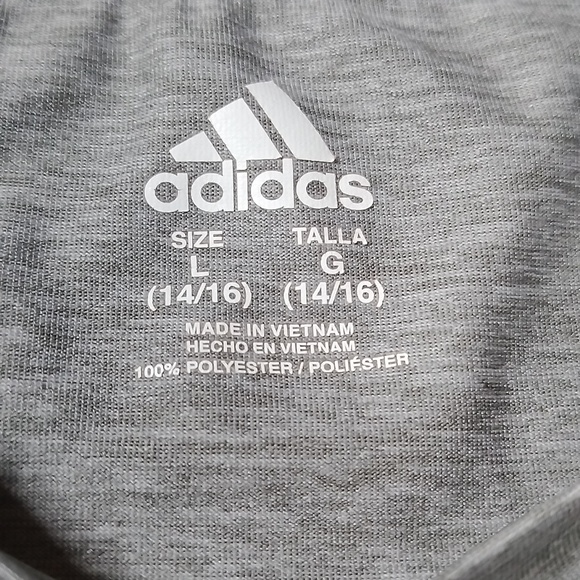 Adidas Boys Gray with Black Adidas Logo T-shirt Size L - Picture 3 of 4